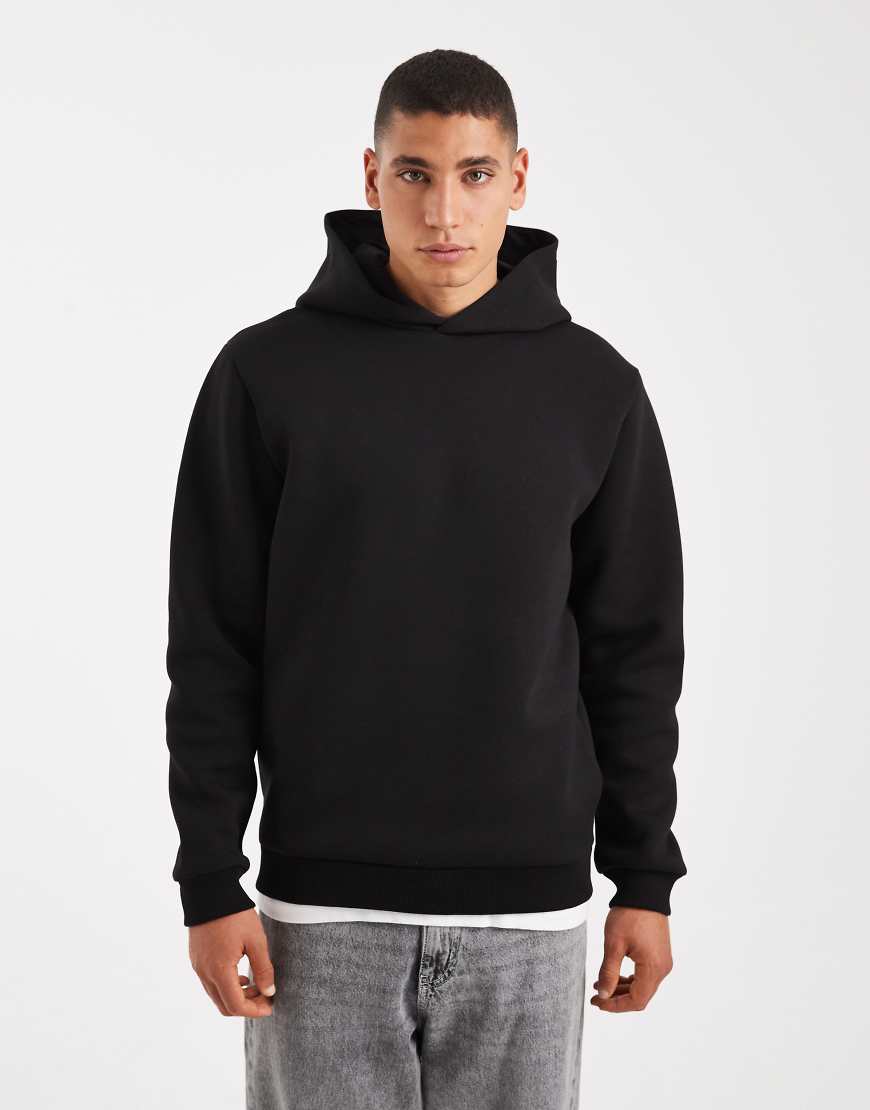 ASOS DESIGN - Kapuzenpullover aus neoprenartigem Stoff in Schwarz von ASOS DESIGN