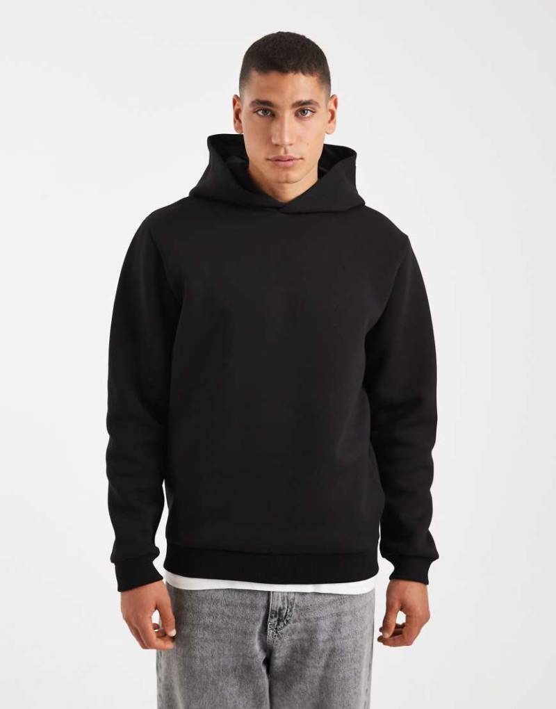 ASOS DESIGN - Kapuzenpullover aus neoprenartigem Stoff in Schwarz von ASOS DESIGN
