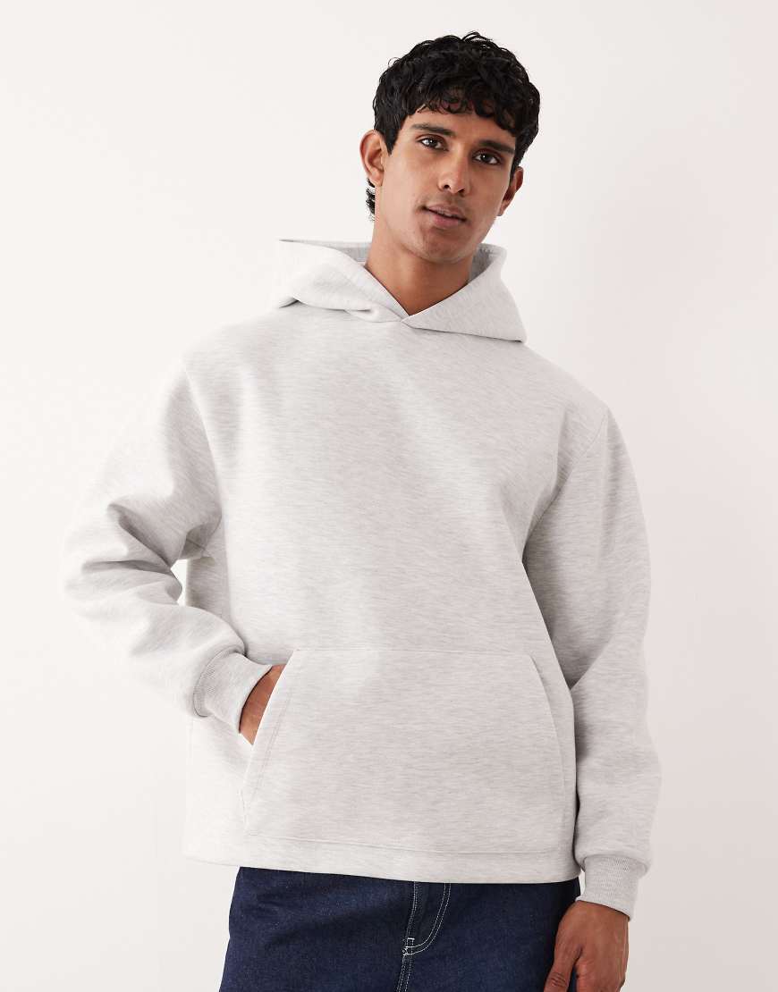 ASOS DESIGN - Kapuzenpullover aus schwerem, neoprenartigem Stoff in meliertem Eisgrau von ASOS DESIGN