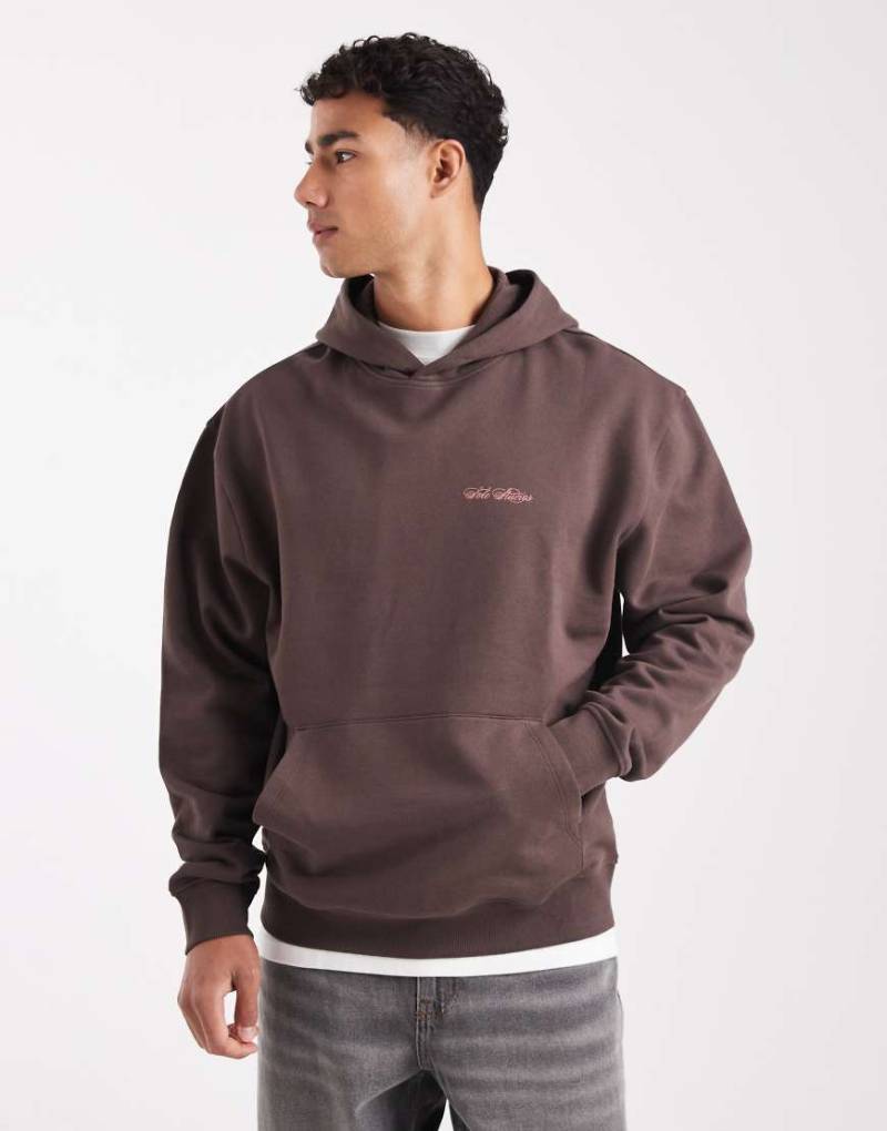 ASOS DESIGN - Kapuzenpullover in Braun mit Himmelskörper-Print-Brown von ASOS DESIGN