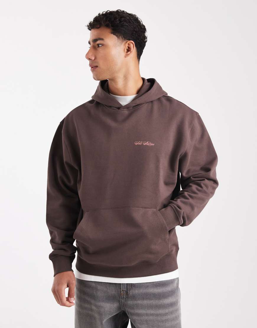 ASOS DESIGN - Kapuzenpullover in Braun mit Himmelskörper-Print-Brown von ASOS DESIGN