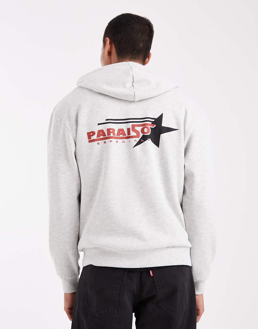ASOS DESIGN - Kapuzenpullover in Eisgrau mit Sportprint von ASOS DESIGN