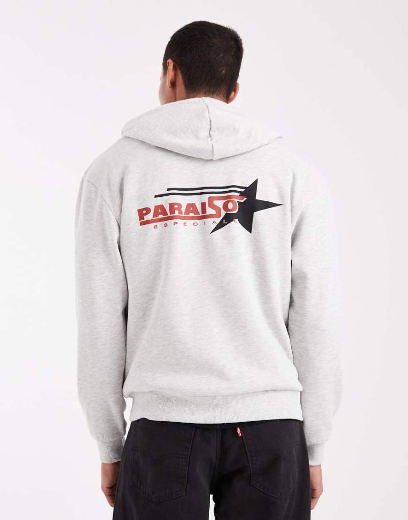 ASOS DESIGN - Kapuzenpullover in Eisgrau mit Sportprint von ASOS DESIGN