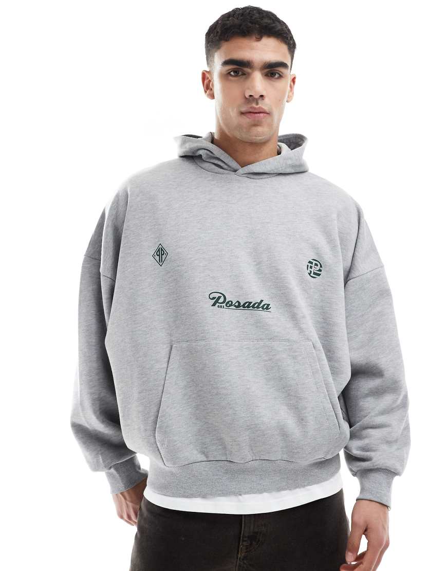 ASOS DESIGN - Kapuzenpullover in Grau meliert mit Print und extremer Oversize-Passform ASOS DESIGN - Kapuzenpullover in Grau meliert mit Print und extremer Oversize-Passform von ASOS DESIGN