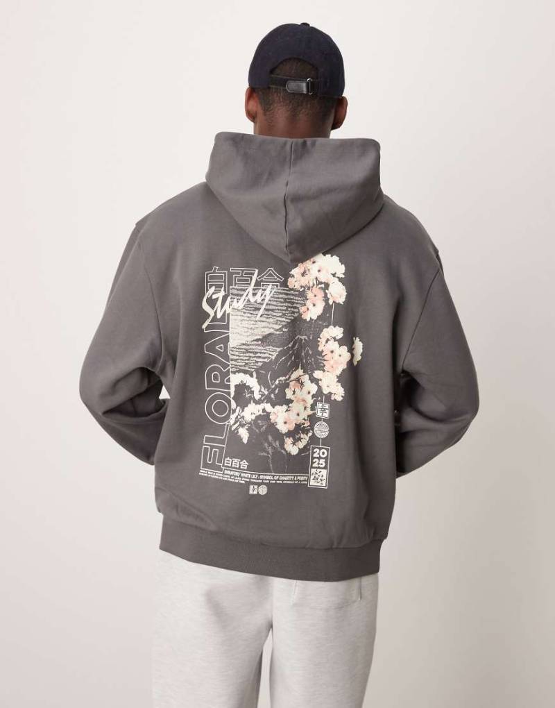 ASOS DESIGN - Kapuzenpullover in Grau mit Souvenir-Print von ASOS DESIGN
