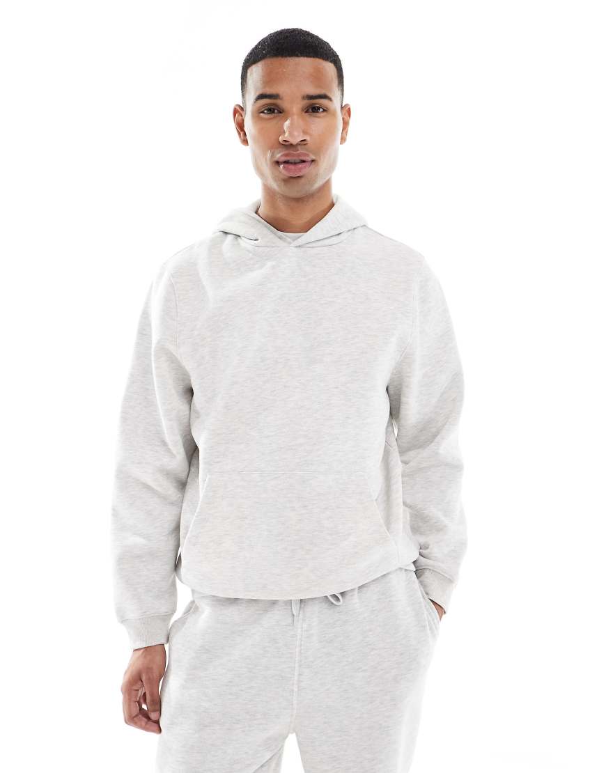 ASOS DESIGN - Kapuzenpullover in Hellgrau mit Standard-Passform, Kombiteil-Weiß von ASOS DESIGN