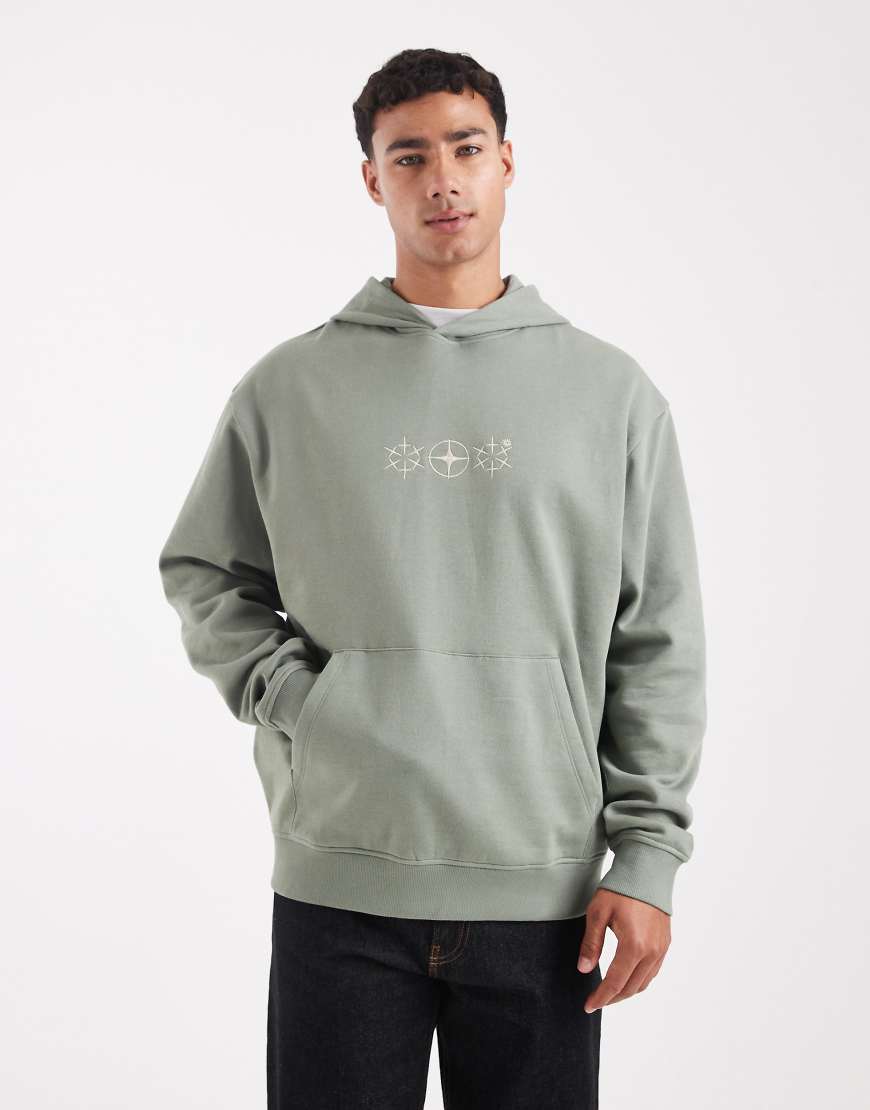 ASOS DESIGN - Kapuzenpullover in Hellgrün mit Himmelsprint von ASOS DESIGN