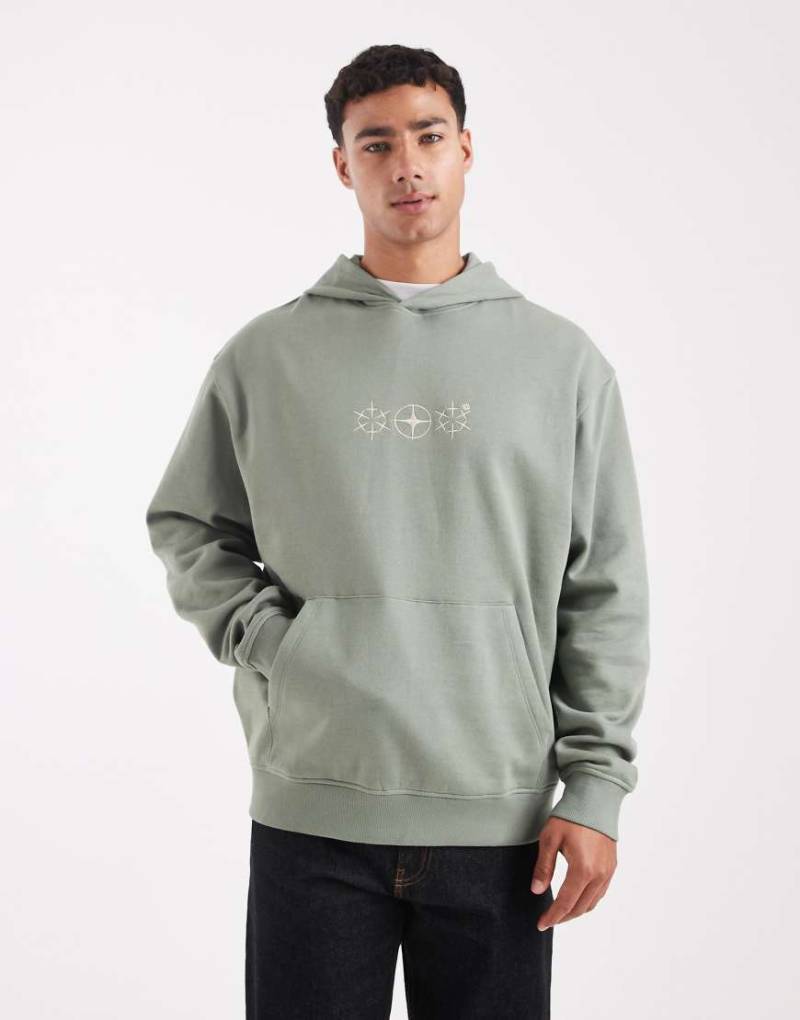 ASOS DESIGN - Kapuzenpullover in Hellgrün mit Himmelsprint von ASOS DESIGN