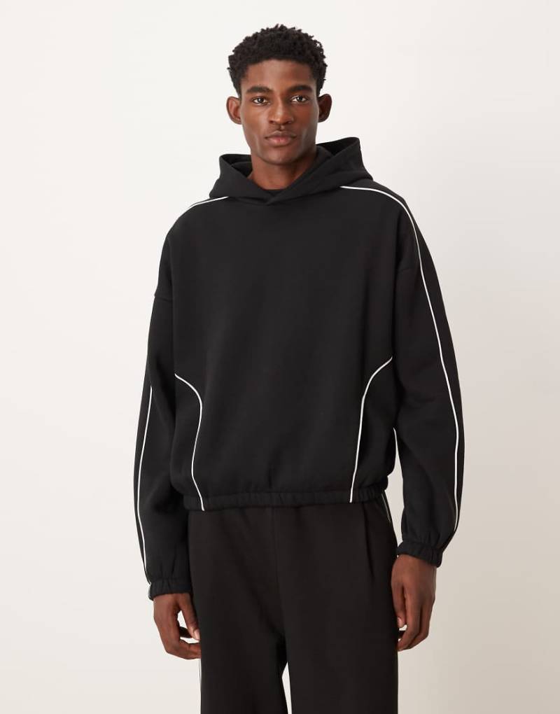 ASOS DESIGN - Kapuzenpullover in Schwarz mit Paspelierung und extremem Oversize-Schnitt, Kombiteil von ASOS DESIGN