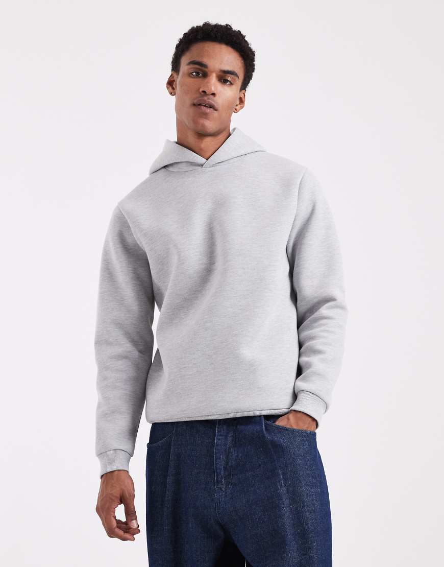 ASOS DESIGN - Kapuzenpullover in meliertem Grau aus neoprenartigem Stoff von ASOS DESIGN