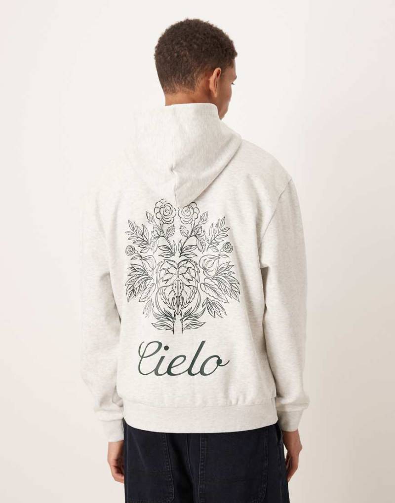 ASOS DESIGN - Kapuzenpullover mit Textdruck in meliertem Weiß von ASOS DESIGN