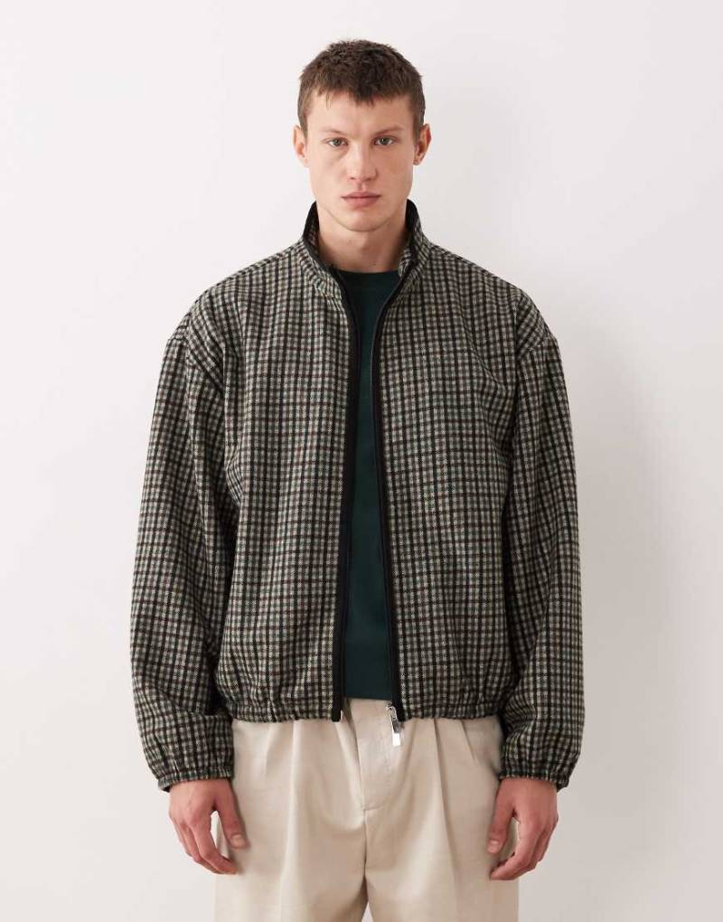 ASOS DESIGN - Karierte Oversize-Trainingsjacke in grüner Wolloptik ASOS DESIGN - Karierte Oversize-Trainingsjacke in grüner Wolloptik von ASOS DESIGN