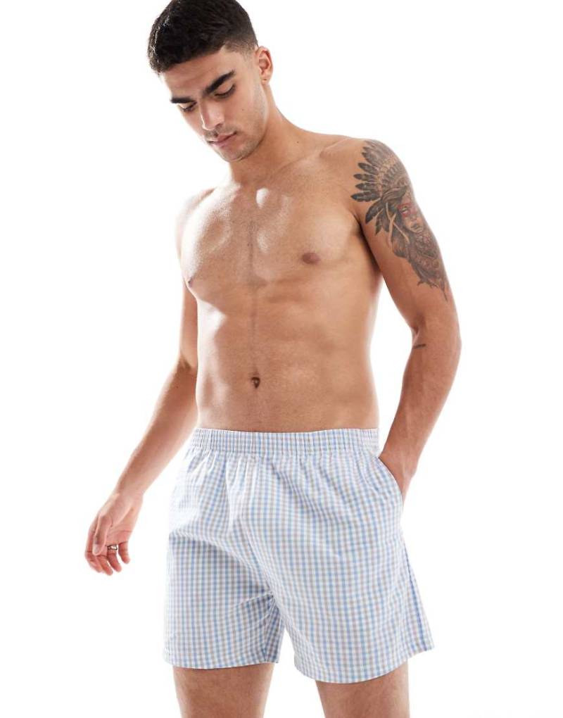 ASOS DESIGN - Blau karierte Shorts aus Webstoff von ASOS DESIGN