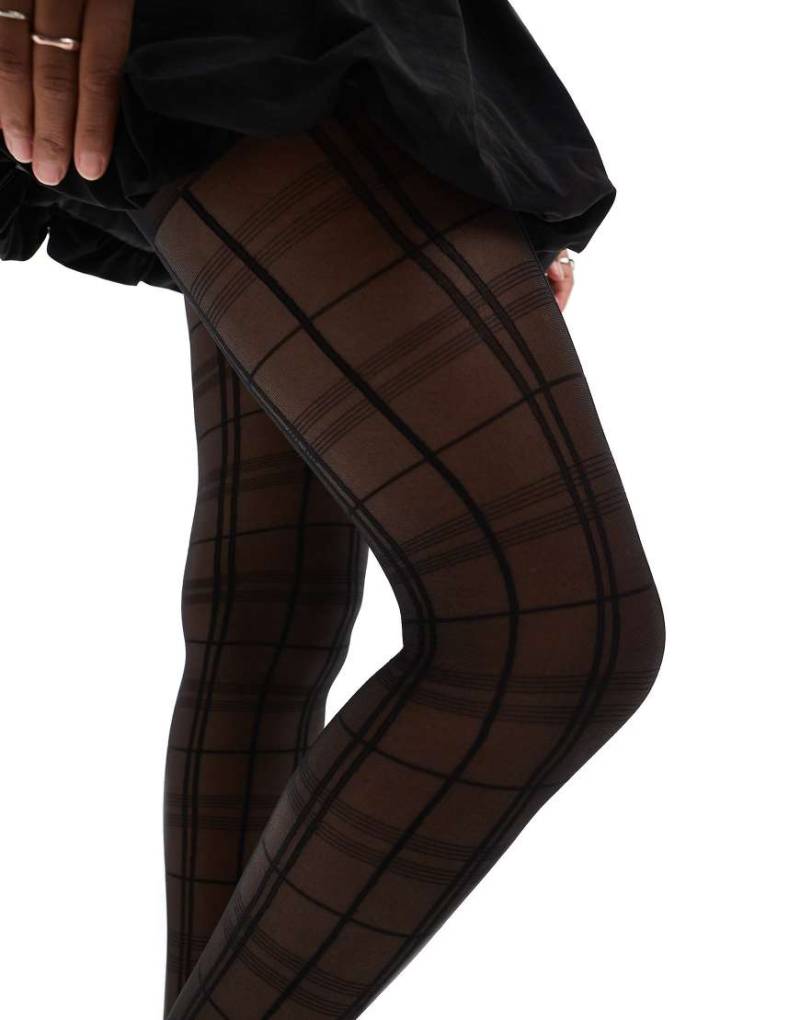 ASOS DESIGN - Karierte Strumpfhose in Schwarz von ASOS DESIGN