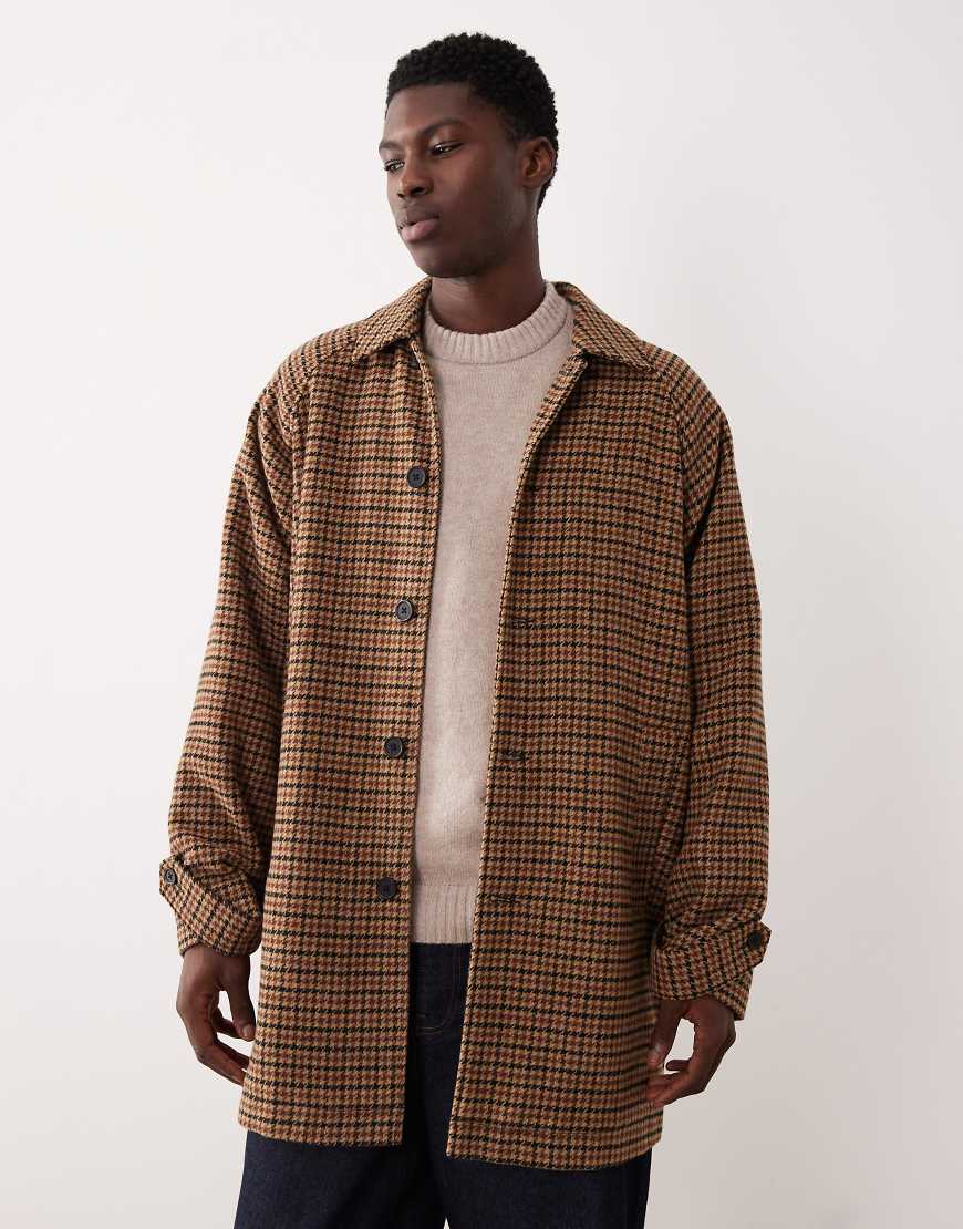 ASOS DESIGN - Karierter Automantel in brauner Wolloptik-Brown von ASOS DESIGN