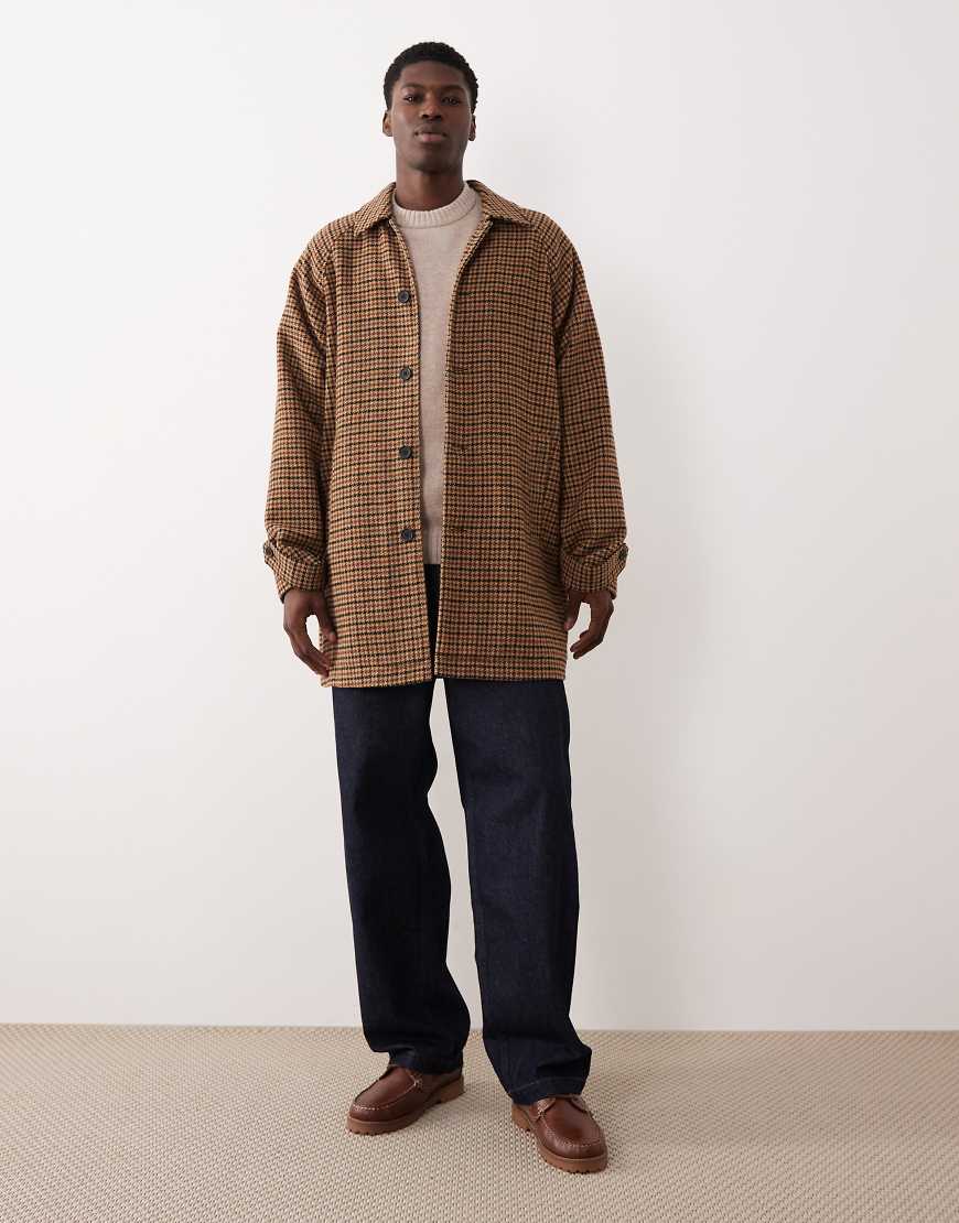 ASOS DESIGN - Karierter Automantel in brauner Wolloptik-Brown von ASOS DESIGN