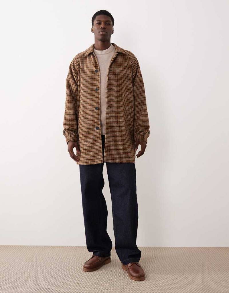 ASOS DESIGN - Karierter Automantel in brauner Wolloptik-Brown ASOS DESIGN - Karierter Automantel in brauner Wolloptik-Brown von ASOS DESIGN