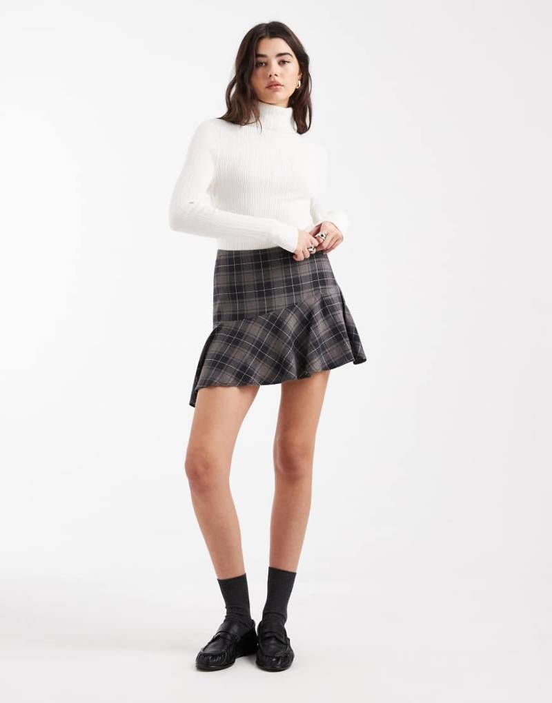 ASOS DESIGN - Karierter Minirock aus gebürstetem Material mit tiefer Taille-Bunt von ASOS DESIGN