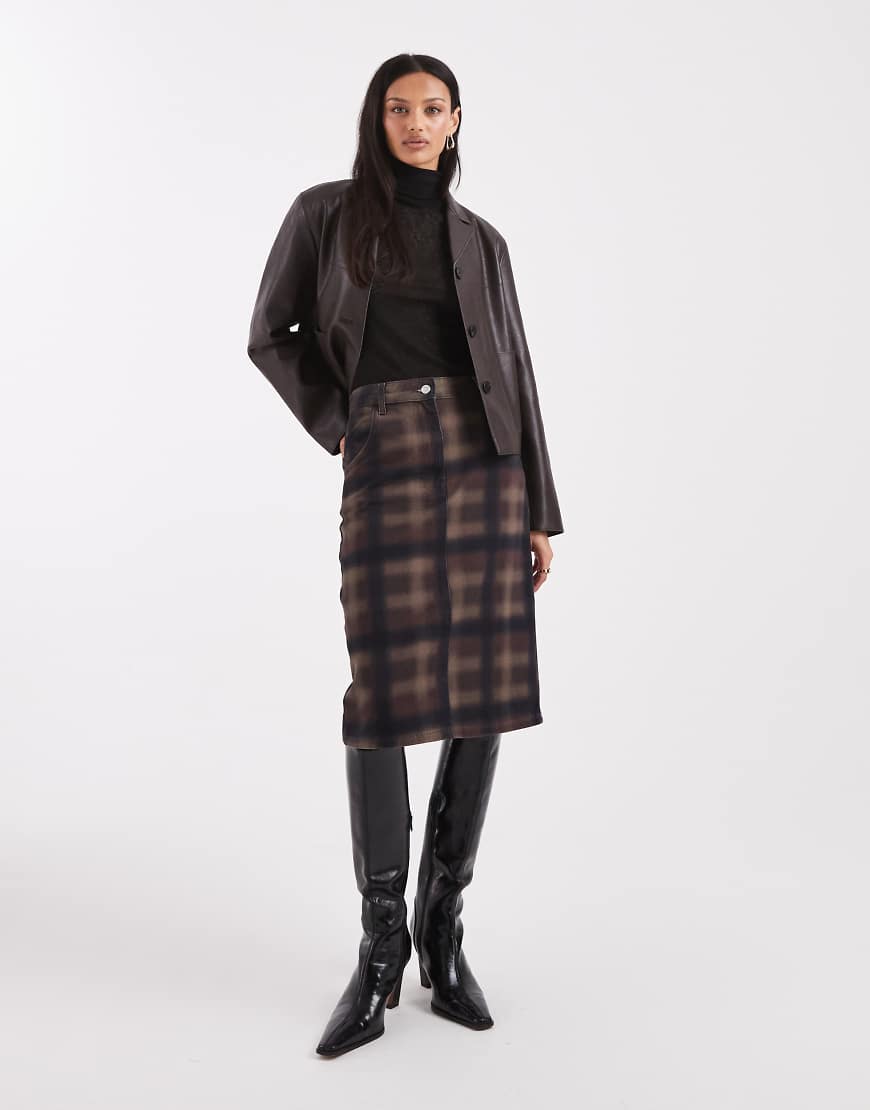 ASOS DESIGN - Karierter Rock in modischer Zwischenlänge-Bunt von ASOS DESIGN