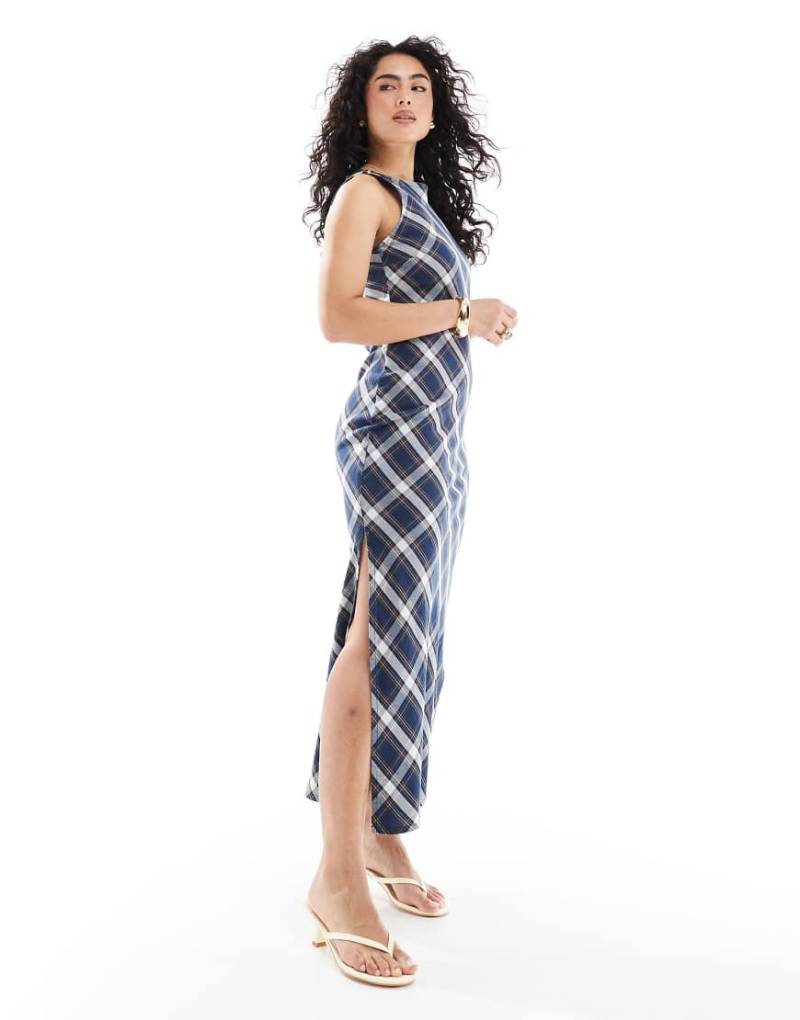 ASOS DESIGN - Weiches Midi-Jeanskleid mit Karomuster-Bunt von ASOS DESIGN