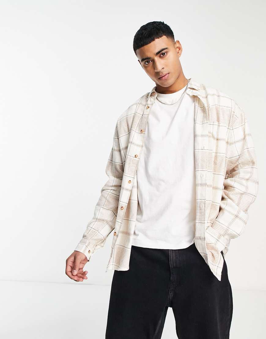 ASOS DESIGN - Kariertes Oversize-Hemd im Stil der 90er in Beige-Neutral von ASOS DESIGN