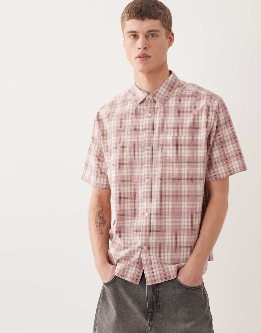 ASOS DESIGN - Kariertes Relaxed-Fit-Hemd in Rosa von ASOS DESIGN