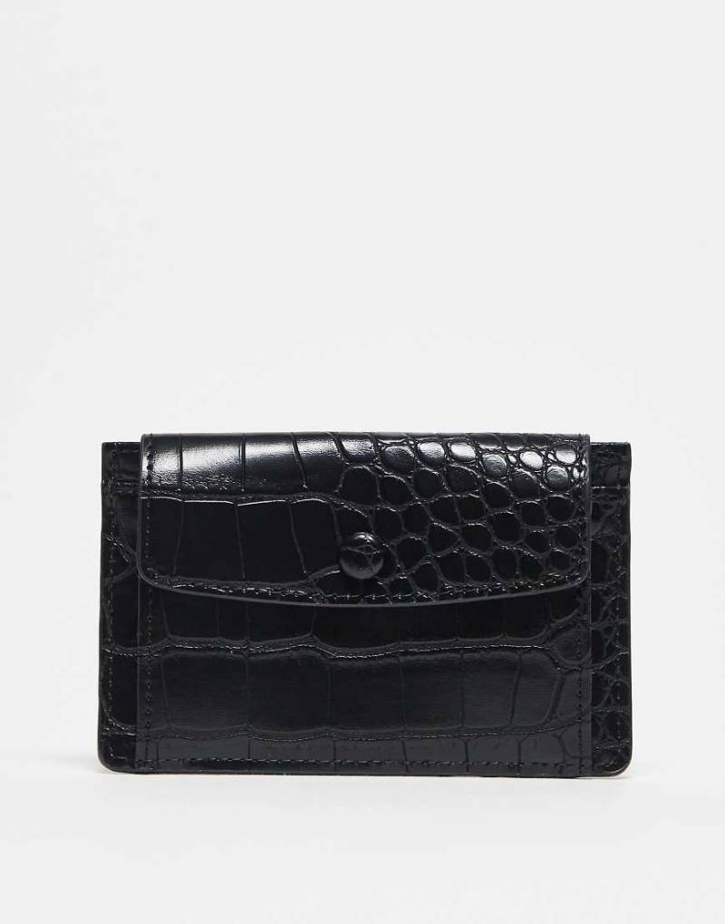 ASOS DESIGN - Kartenetui in Kroko-Schwarz mit Druckknopf von ASOS DESIGN