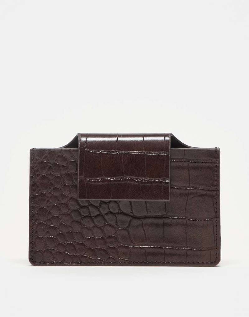 ASOS DESIGN - Kartenetui in Schokobraun mit strukturiertem Kroko-Muster von ASOS DESIGN