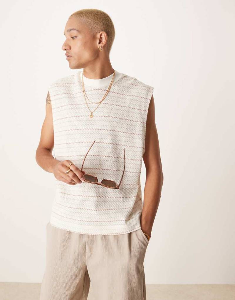 ASOS DESIGN - Kastig geschnittenes Oversize-Tanktop mit Streifen in neutralen Farben-Bunt von ASOS DESIGN