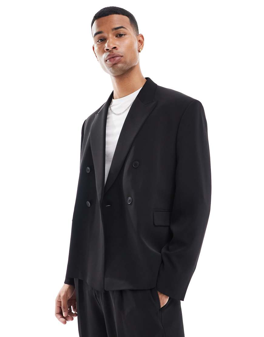 ASOS DESIGN - Kastig und kurz geschnittene Anzugjacke in Schwarz von ASOS DESIGN
