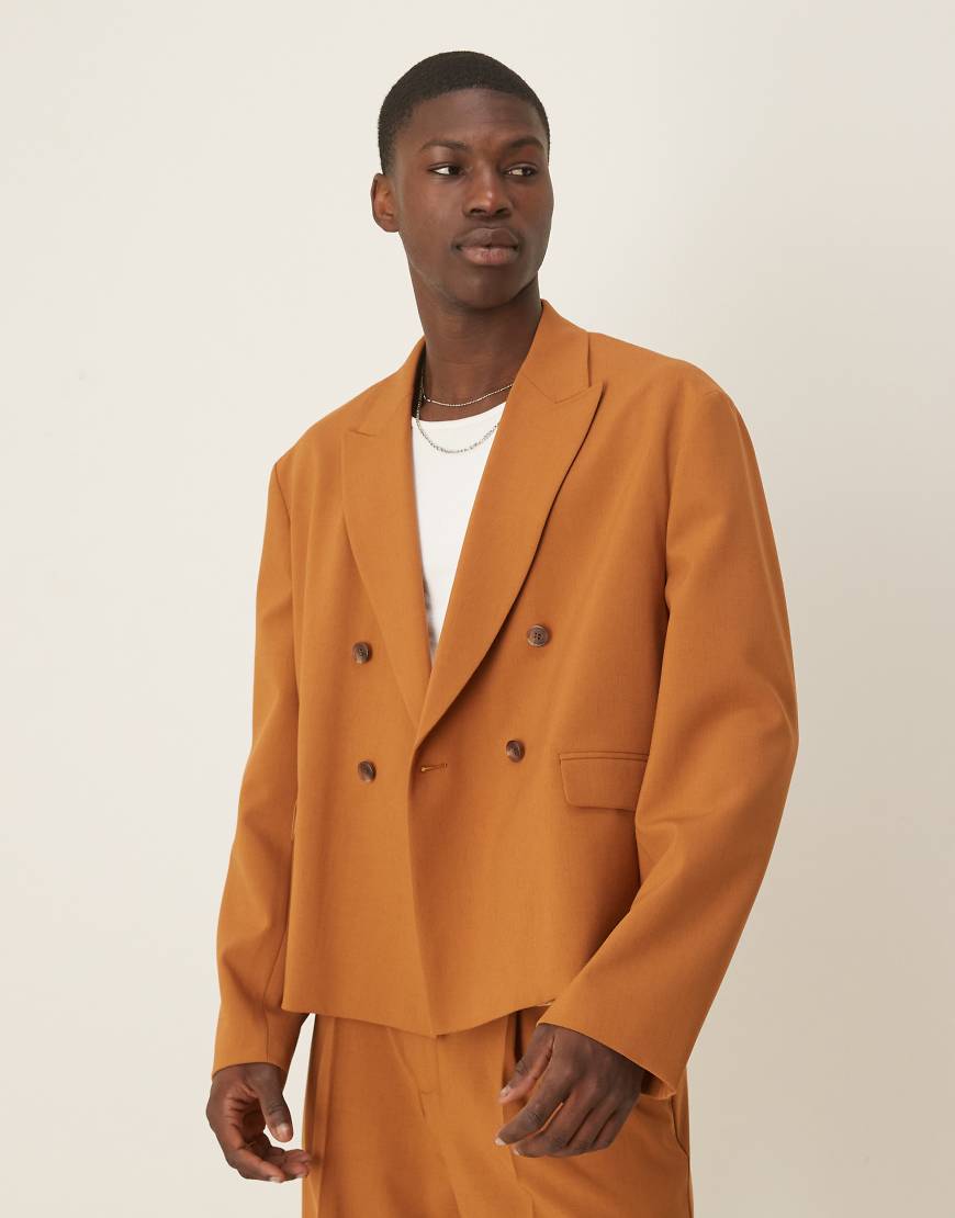 ASOS DESIGN - Kastige Anzugjacke in rostroter Leinenoptik-Orange ASOS DESIGN - Kastige Anzugjacke in rostroter Leinenoptik-Orange von ASOS DESIGN