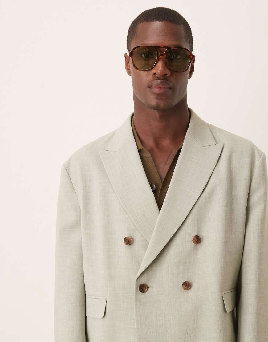 ASOS DESIGN - Kastige Anzugjacke in salbeigrüner Leinenoptik ASOS DESIGN - Kastige Anzugjacke in salbeigrüner Leinenoptik von ASOS DESIGN