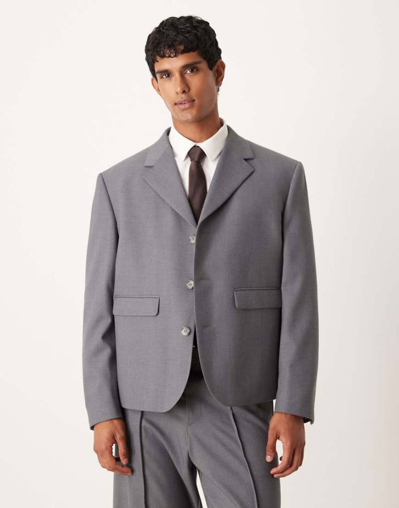 ASOS DESIGN - Kastige Cropped-Anzugjacke aus Twill in Grau von ASOS DESIGN