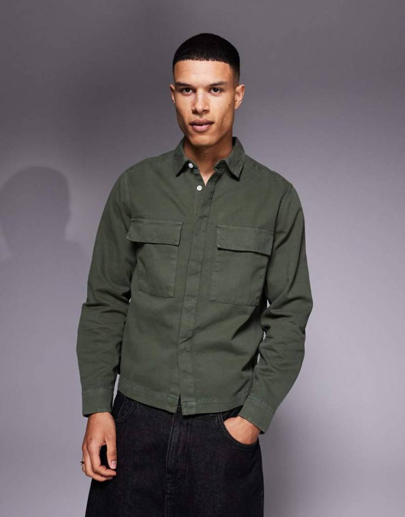 ASOS DESIGN - Kastige Hemdjacke in Khaki-Grün von ASOS DESIGN