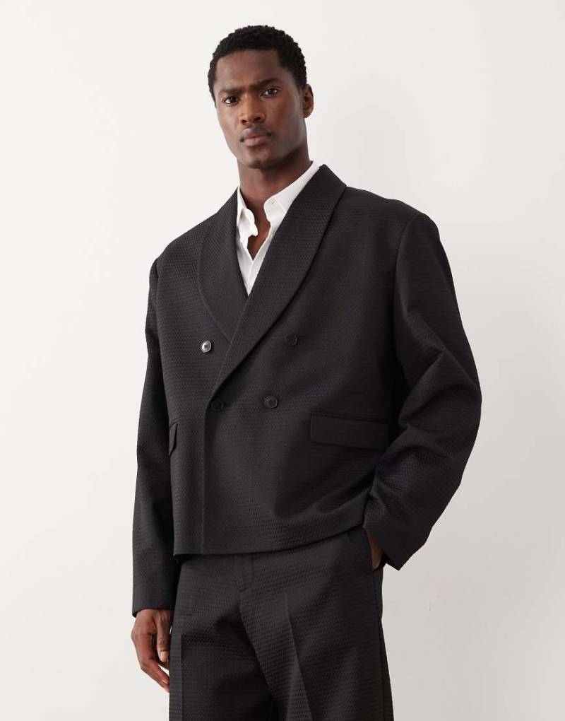 ASOS DESIGN - Kastige Jacquard-Anzugjacke in Schwarz von ASOS DESIGN