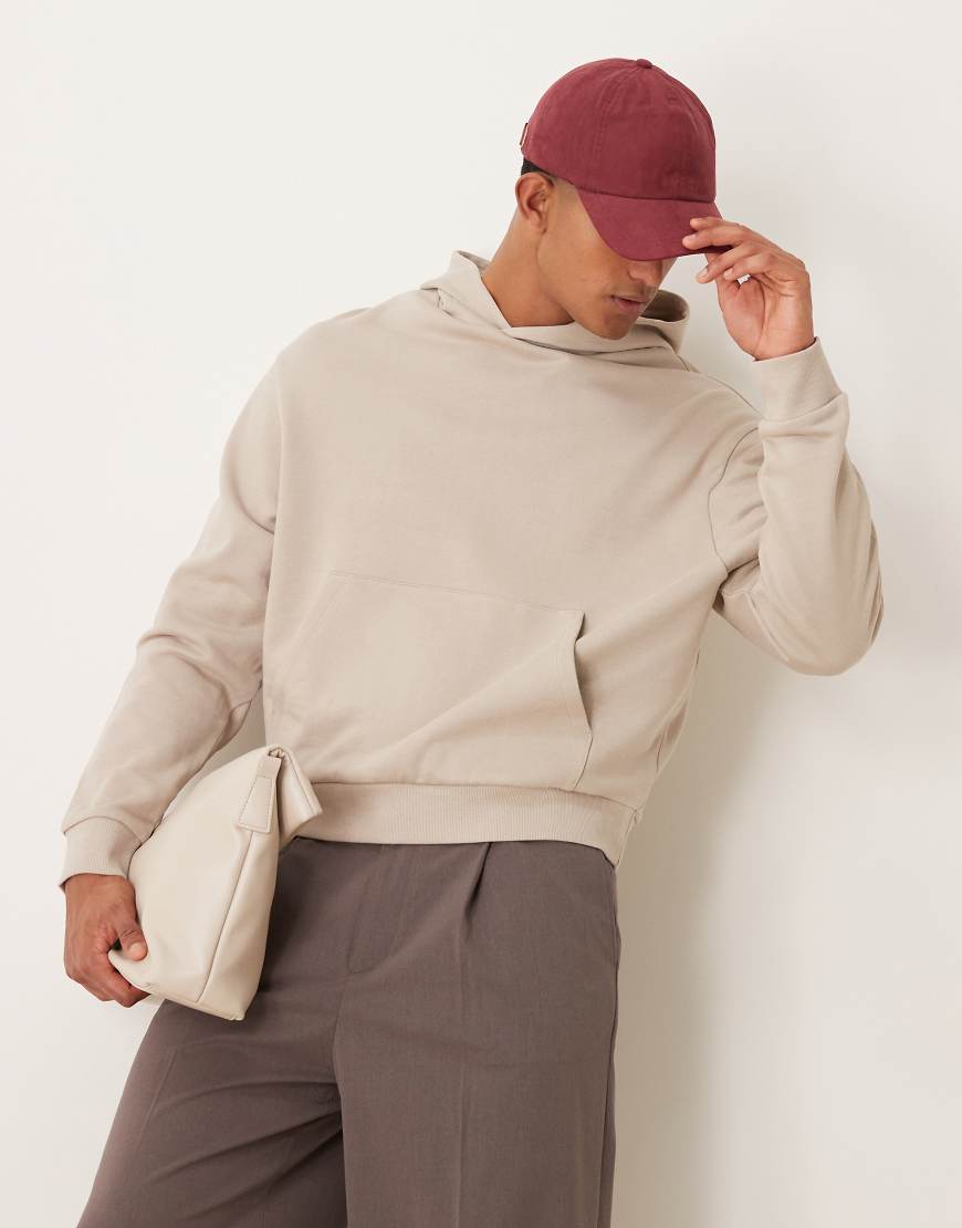 ASOS DESIGN - Kastiger Basic-Kapuzenpullover in Beige mit Oversize-Schnitt-Neutral ASOS DESIGN - Kastiger Basic-Kapuzenpullover in Beige mit Oversize-Schnitt-Neutral von ASOS DESIGN