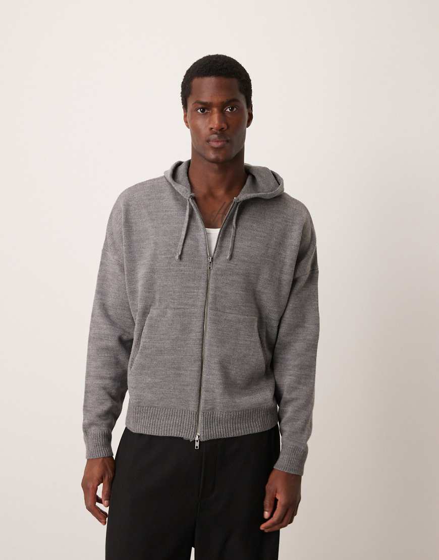 ASOS DESIGN - Kastiger Kapuzenpullover aus Strick in grau meliert mit extremer Oversize-Passform von ASOS DESIGN