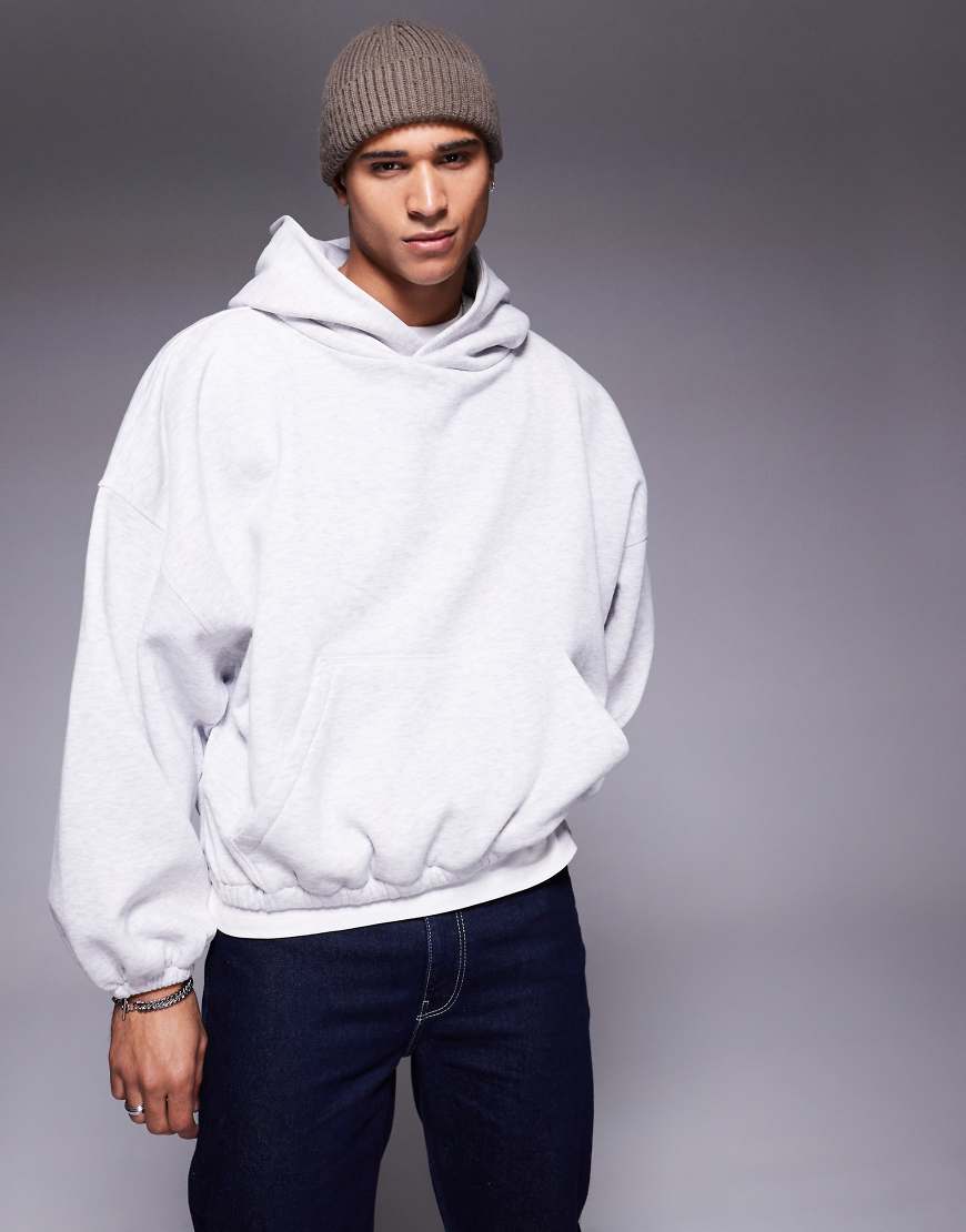 ASOS DESIGN - Kastiger Kapuzenpullover in Grau meliert mit extremer Oversize-Passform und Unterarmeinsätzen ASOS DESIGN - Kastiger Kapuzenpullover in Grau meliert mit extremer Oversize-Passform und Unterarmeinsätzen von ASOS DESIGN
