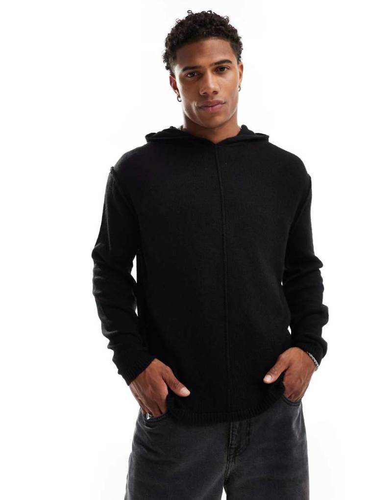 ASOS DESIGN - Kastiger Oversize-Kapuzenpullover aus transparentem Strick in Schwarz von ASOS DESIGN