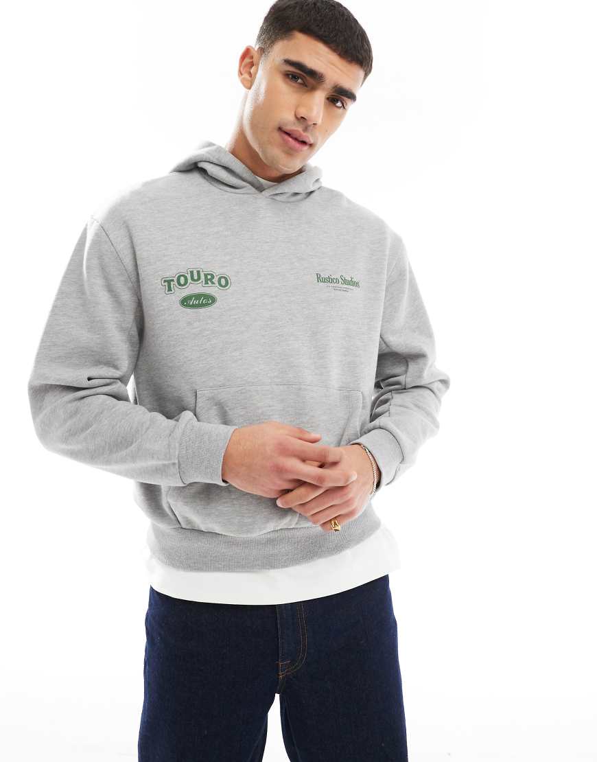 ASOS DESIGN - Kastiger Oversize-Kapuzenpullover in meliertem Grau mit Print ASOS DESIGN - Kastiger Oversize-Kapuzenpullover in meliertem Grau mit Print von ASOS DESIGN