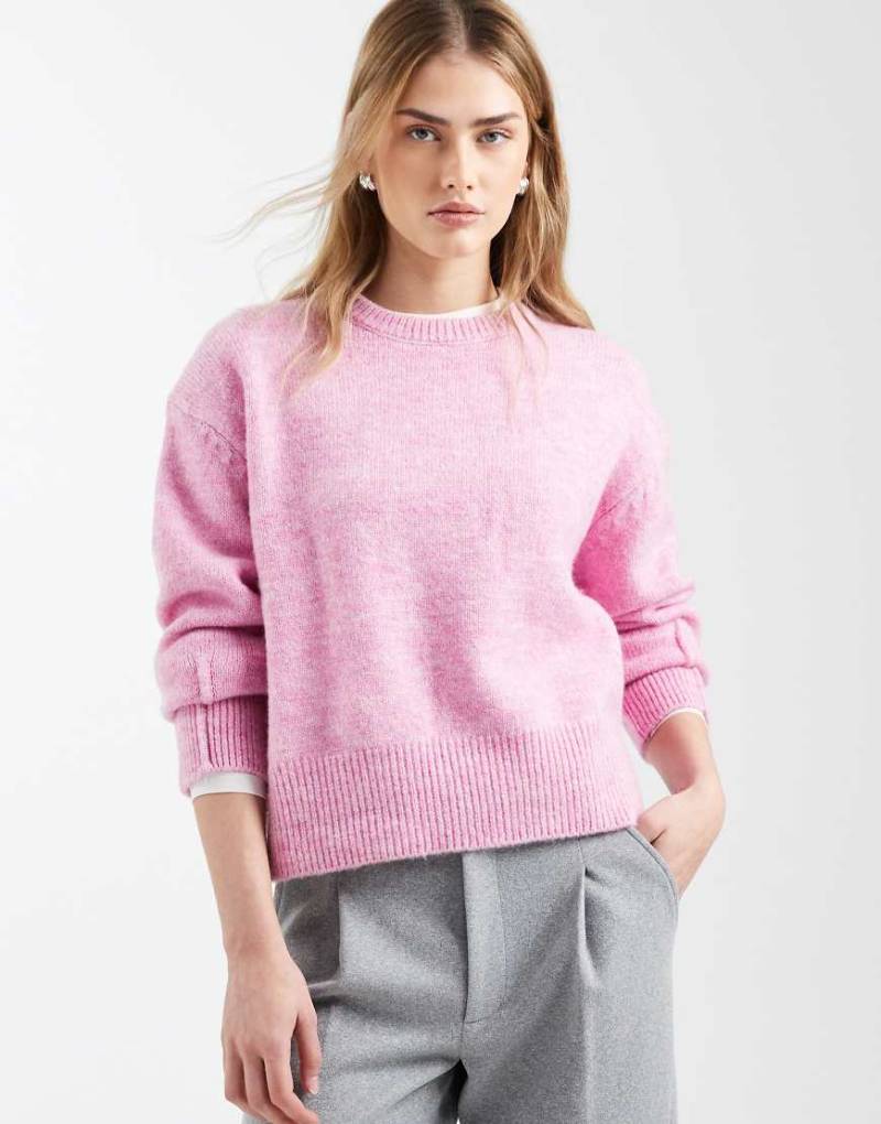 ASOS DESIGN - Kastiger Pullover in Rosa mit Rundhalsausschnitt und Seitenschlitz von ASOS DESIGN
