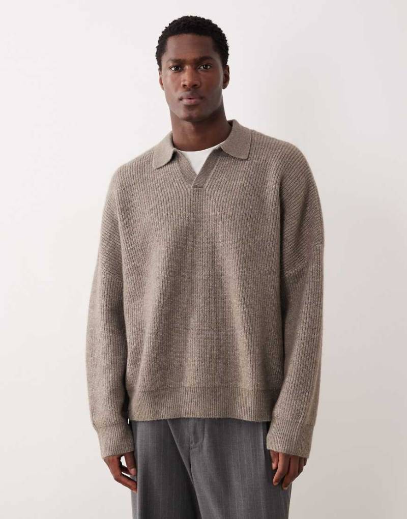 ASOS DESIGN - Kastiger Pullover mit Patentmuster in Taupe mit extremem Oversize-Schnitt-Neutral von ASOS DESIGN