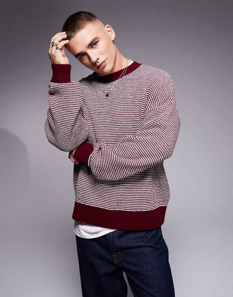 ASOS DESIGN - Kastiger Strickpullover in Braun mit Oversize-Passform und strukturiertem Muster von ASOS DESIGN