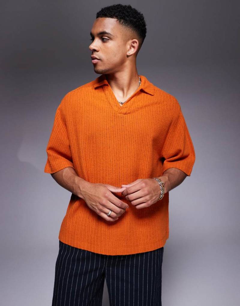 ASOS DESIGN - Kastiges, gehäkeltes Schlupfhemd in Orange von ASOS DESIGN