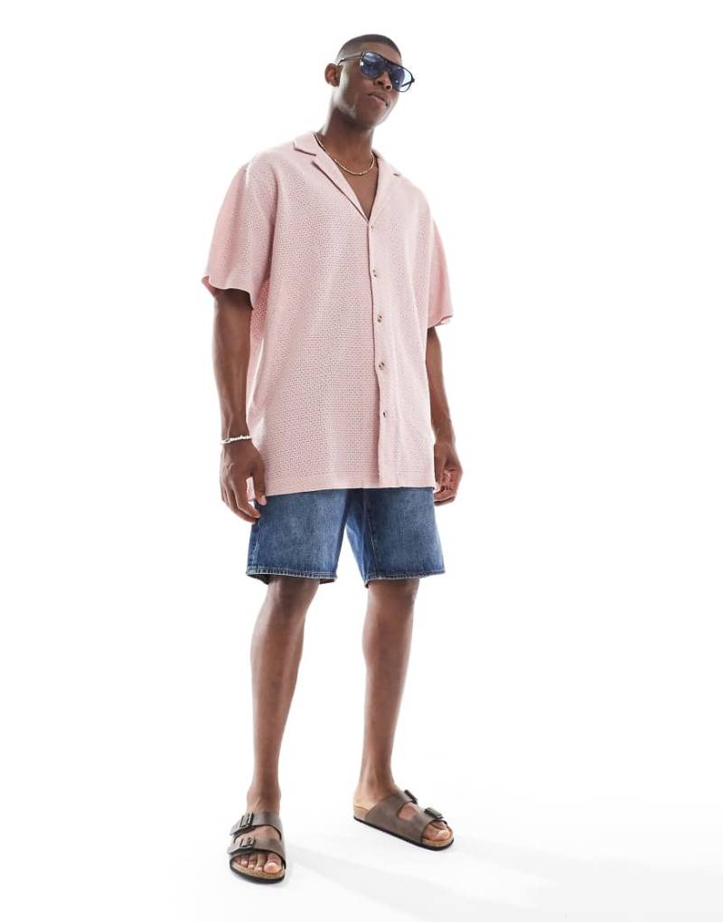 ASOS DESIGN - Strukturiertes Oversize-Hemd in Rosa von ASOS DESIGN