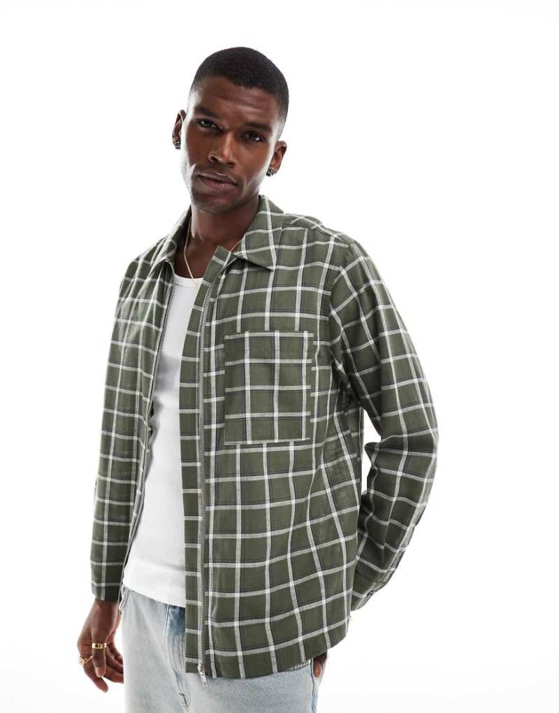 ASOS DESIGN - Kastiges Hemd in Grün kariert von ASOS DESIGN