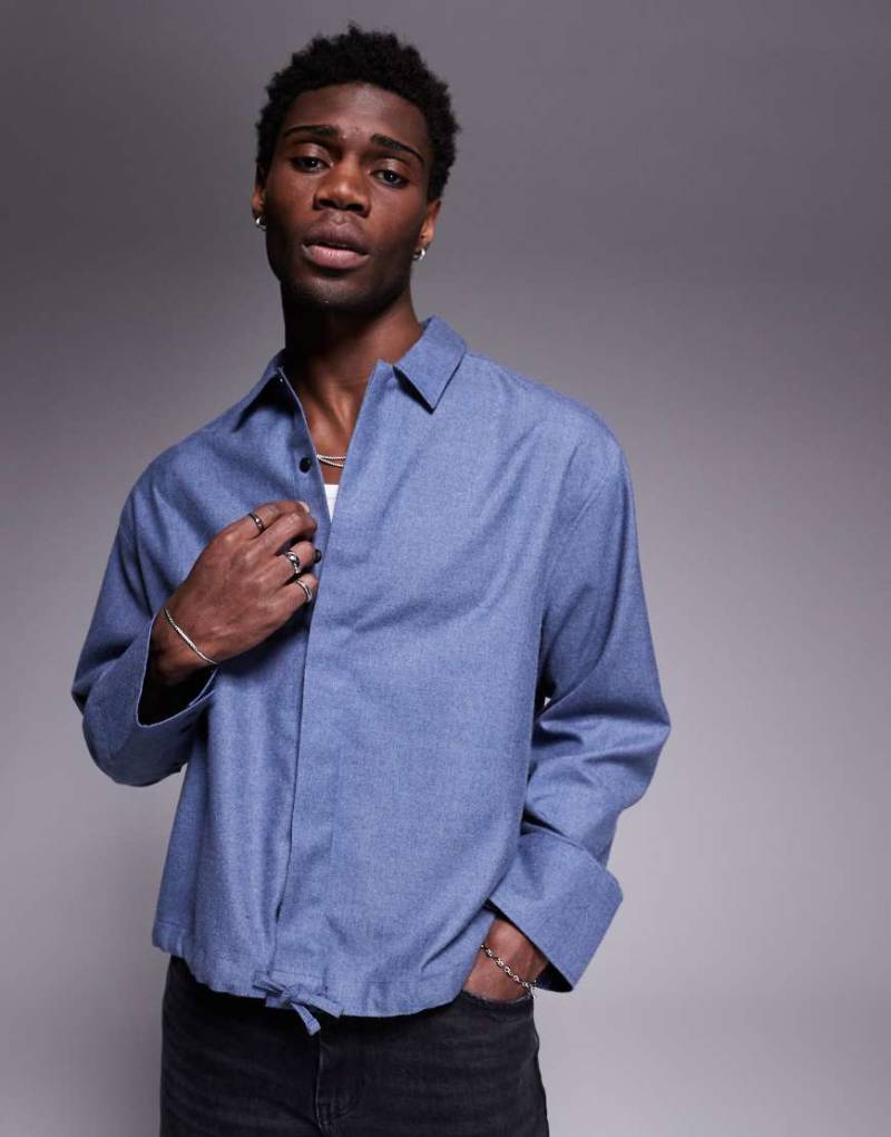 ASOS DESIGN - Kastiges Oversize-Hemd aus Flanell in Blau von ASOS DESIGN