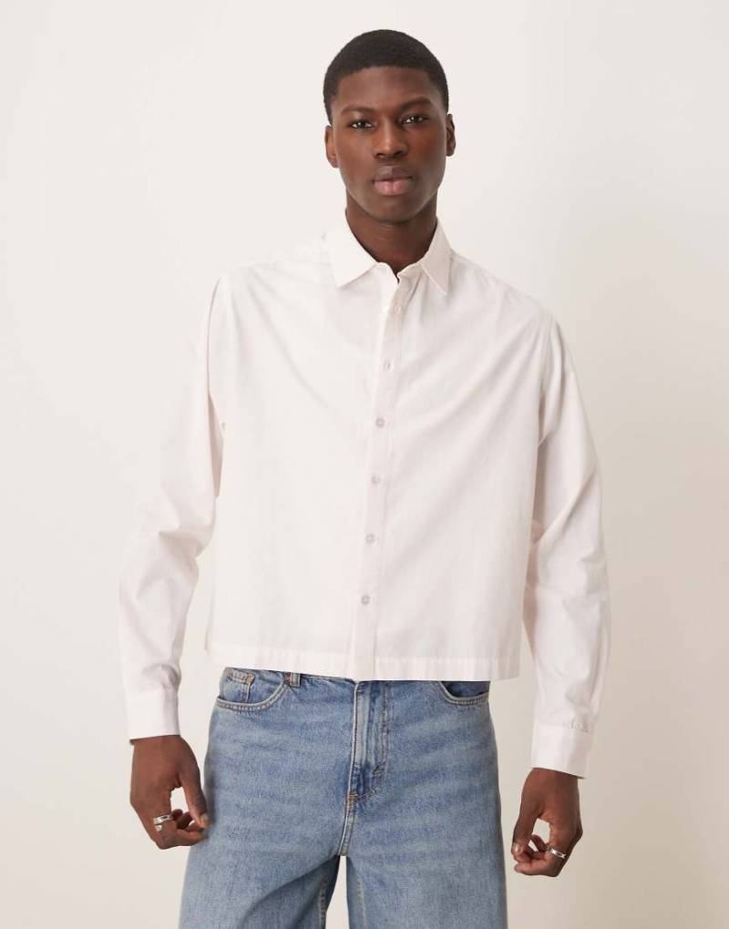 ASOS DESIGN - Kastiges Oversize-Hemd aus Popeline in Hellrosa von ASOS DESIGN
