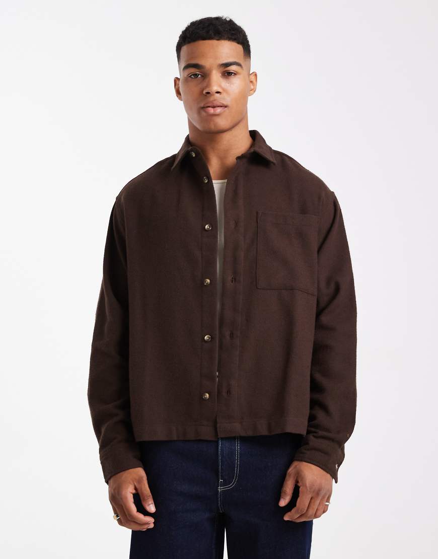 ASOS DESIGN - Kastiges Oversize-Hemd aus braunem Flanell im Vintage-Design-Brown von ASOS DESIGN