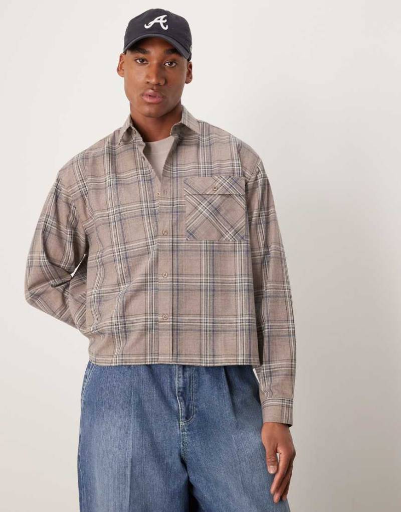 ASOS DESIGN - Kastiges Oversize-Hemd in Beige kariert-Neutral von ASOS DESIGN